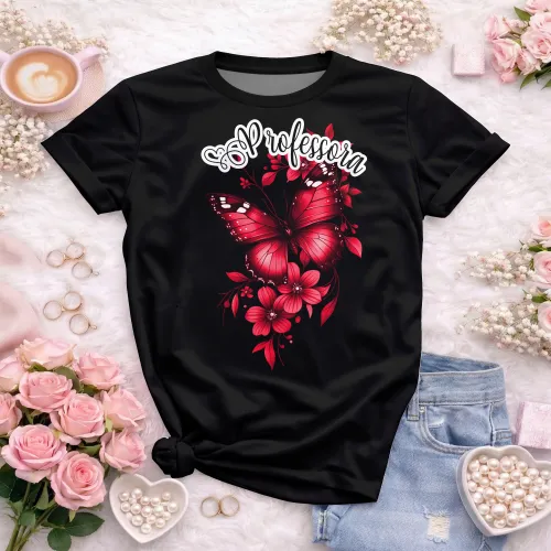 Camiseta Professora – Sou Professora com Borboleta Delicada
