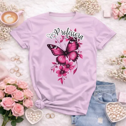 Camiseta Professora – Sou Professora com Borboleta Delicada