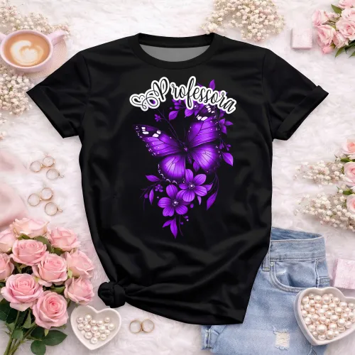 Camiseta Professora – Sou Professora com Borboleta Delicada