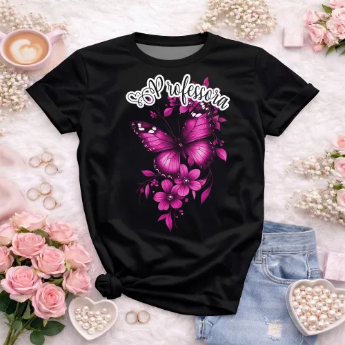Camiseta Professora – Sou Professora com Borboleta Delicada