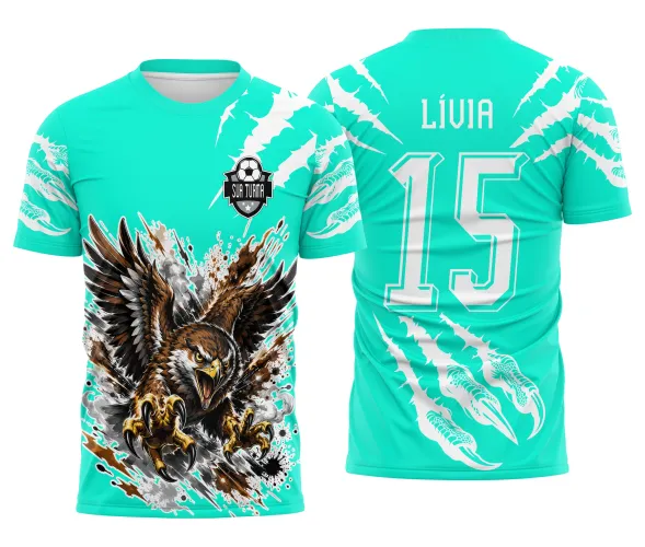 Desenho digital pronto para camiseta de gavião interclasse com brasão esportivo e layout de garras.