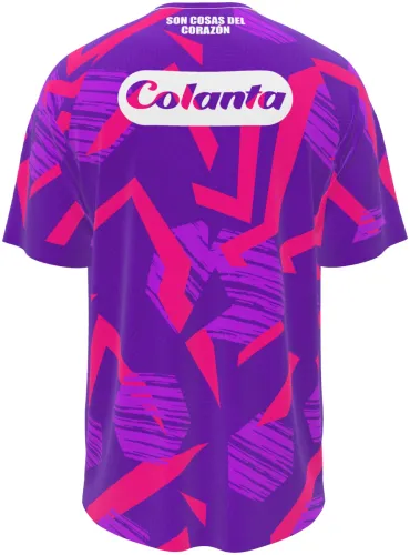 Camisa de goleiro do América de Cali 2026 roxa e rosa com faixas em ziguezague, frente e costas