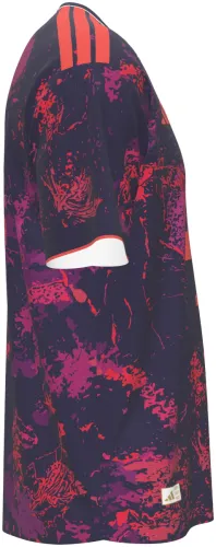 Camisa terceiro uniforme do Bayern de Munique 2026 - 2027 roxa com respingos rosa, frente e costas