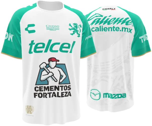 Camisa visitante do Club León 2026 - 2027 branca com mangas verdes, frente e costas