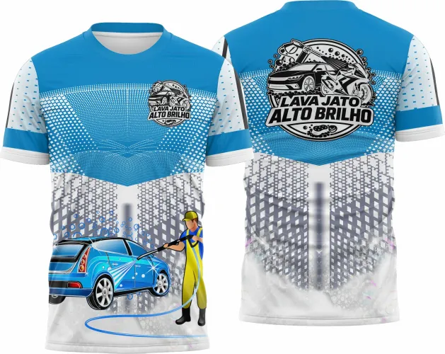 Camisa com logo no peito e estampa grande nas costas destacando elementos visuais ligados à estética automotiva, com design moderno e atraente que valoriza o estilo do veículo e do apaixonado por carros.