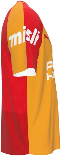 Camisa titular do Galatasaray 2026 - 2027 metade laranja e metade vermelha, frente e costas