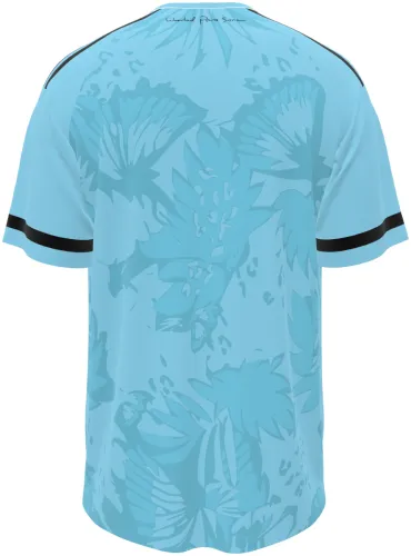 Camisa conceito do Inter Miami 2026 azul-claro com folhagem tropical, frente e costas