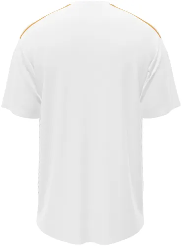 Camisa visitante do Kosovo 2026 branca com faixas diagonais pontilhadas, frente e costas