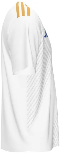 Camisa visitante do Kosovo 2026 branca com faixas diagonais pontilhadas, frente e costas