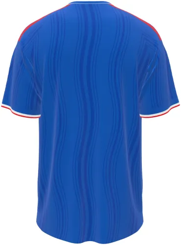 Camisa visitante do Manchester United 2026 - 2027 azul com ondas tom sobre tom, frente e costas