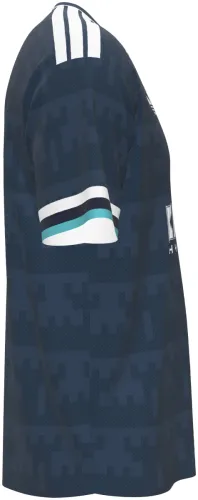 Camisa visitante do Newcastle United 2026 - 2027 azul-marinho com camuflagem digital, frente e costas