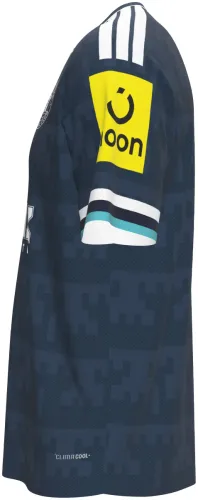 Camisa visitante do Newcastle United 2026 - 2027 azul-marinho com camuflagem digital, frente e costas
