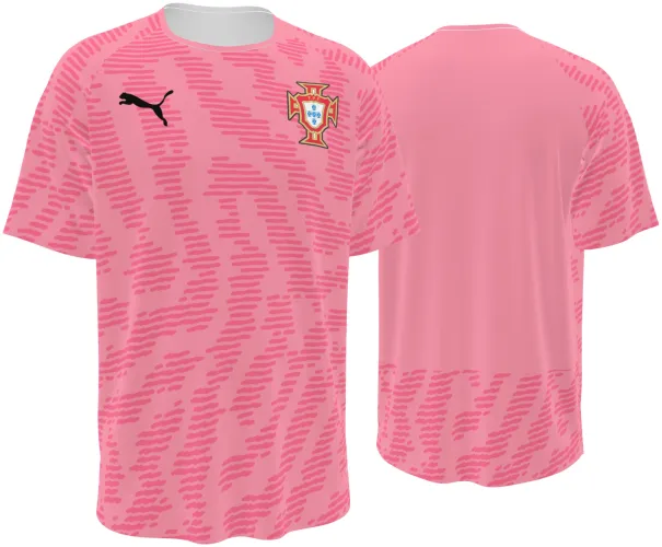 Camisa de goleiro de Portugal 2026 rosa-claro com tigrado tom sobre tom, frente e costas
