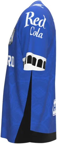 Camisa titular do Querétaro 2026 - 2027 azul com padrão de azulejo, frente e costas