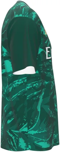Camisa conceito do Real Madrid 2026 verde com folhagem pintada, frente e costas