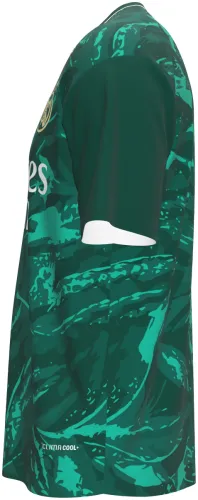 Camisa conceito do Real Madrid 2026 verde com folhagem pintada, frente e costas