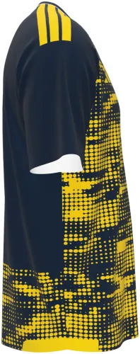 Camisa de pré-jogo do SC Cambuur 2026 - 2027 azul-marinho com manchas amarelas em pontos, frente e costas