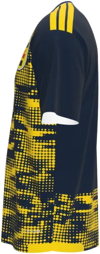 Camisa de pré-jogo do SC Cambuur 2026 - 2027 azul-marinho com manchas amarelas em pontos, frente e costas