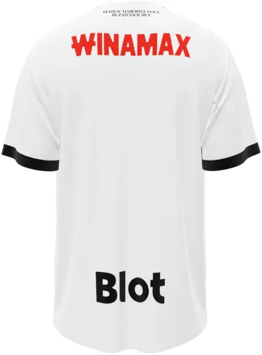 Camisa visitante do Stade Rennais 2026 - 2027 branca com uma cruz preta pintada, frente e costas