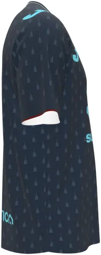 Camisa terceiro uniforme do Torino FC 2026 - 2027 azul-marinho com triângulos e detalhes turquesa, frente e costas