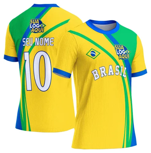 Estampa Brasil futebol para camiseta, perfeita para sublimação, DTF e criação de peças esportivas.
