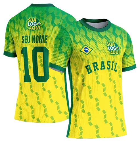 Estampa Brasil rumo ao hexa 2026, ideal para camiseta de torcida brasileira e futebol mundial.
