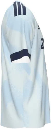 Camisa terceiro uniforme do Ajax 2026 - 2027 branca com ondas azuis claras, frente e costas