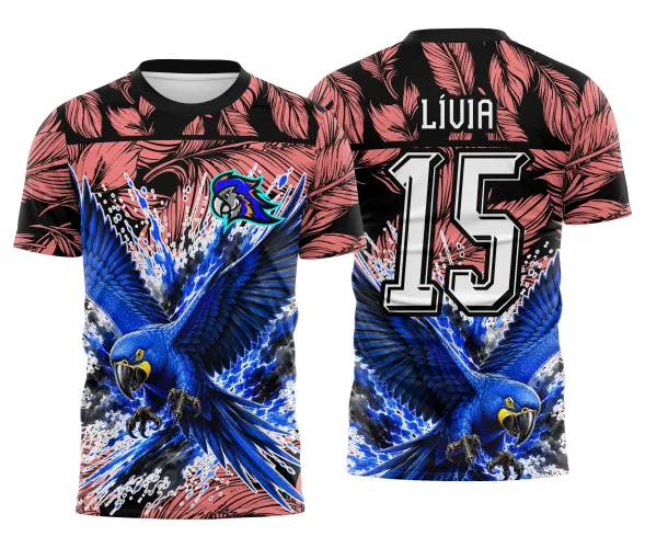 Modelo de camisa esportiva com arara nome da turma e numero personalizado Arte Autoral Doces Desenhos