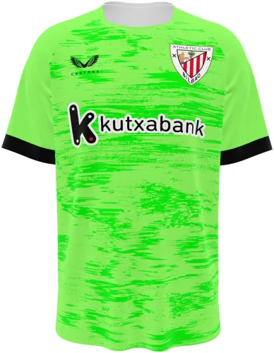 Camisa de goleiro do Athletic Club 2026 - 2027 verde-limão com textura de pincel, frente e costas