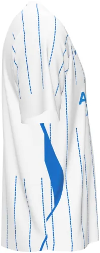 Camisa visitante do Brighton 2026 - 2027 branca com listras pontilhadas azuis, frente e costas