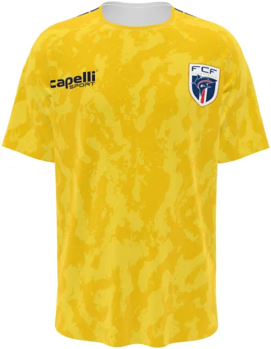 Camisa de goleiro de Cabo Verde 2026 amarela com camuflado tom sobre tom, frente e costas