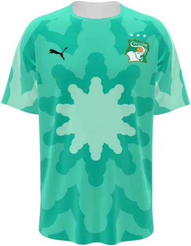 Camisa de goleiro da Costa do Marfim 2026 verde-menta com uma estrela grande, frente e costas
