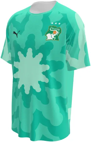Camisa de goleiro da Costa do Marfim 2026 verde-menta com uma estrela grande, frente e costas