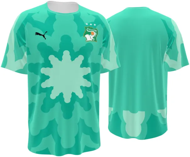 Camisa de goleiro da Costa do Marfim 2026 verde-menta com uma estrela grande, frente e costas