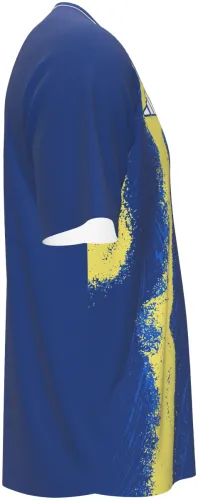 Camisa de pré-jogo do Fenerbahçe 2026 - 2027 azul com uma pincelada amarela, frente e costas