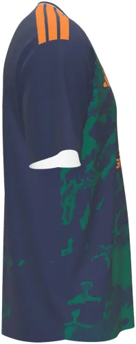 Camisa visitante do Granada CF 2026 - 2027 azul-marinho com manchas verdes, frente e costas