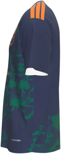 Camisa visitante do Granada CF 2026 - 2027 azul-marinho com manchas verdes, frente e costas