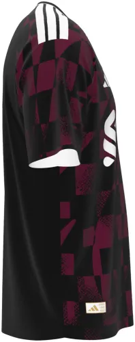 Camisa terceiro uniforme do Liverpool 2026 - 2027 bordô e preta com xadrez quebrado, frente e costas