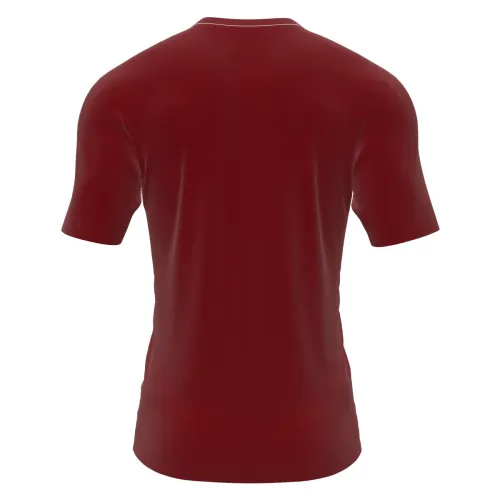 Camisa vermelha estampada por inteiro, com personagem verde emburrado usando gorro de Natal na frente, ideal para looks natalinos divertidos.