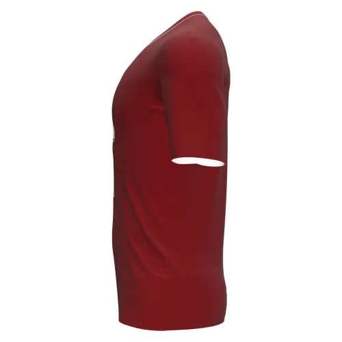 Camisa vermelha estampada por inteiro, com personagem verde emburrado usando gorro de Natal na frente, ideal para looks natalinos divertidos.