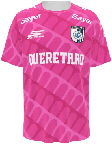 Camisa de goleiro do Querétaro 2026 - 2027 rosa com arcos tom sobre tom, frente e costas