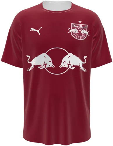Camisa visitante do RB Salzburg 2026 - 2027 vinho com os dois touros em branco, frente e costas
