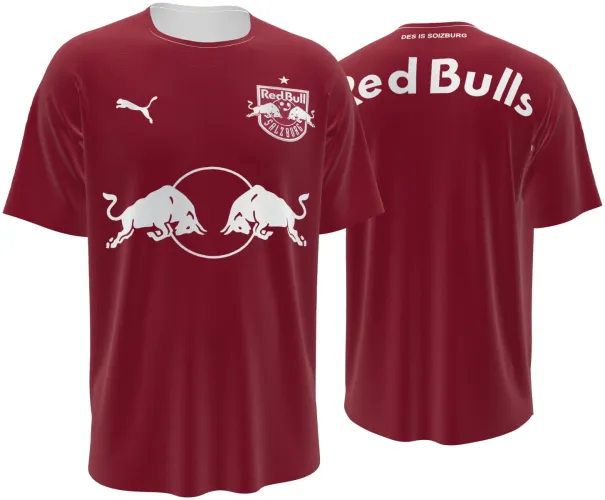 Camisa visitante do RB Salzburg 2026 - 2027 vinho com os dois touros em branco, frente e costas