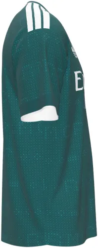 Camisa visitante do Real Madrid 2026 - 2027 verde-petróleo com trama de pontos, frente e costas
