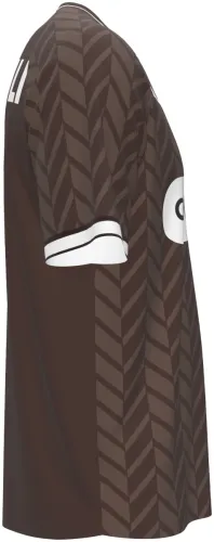 Camisa titular do St. Pauli 2026 - 2027 marrom com espinha de peixe tom sobre tom, frente e costas