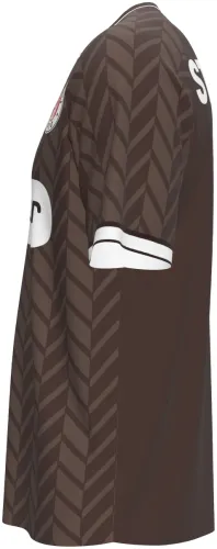 Camisa titular do St. Pauli 2026 - 2027 marrom com espinha de peixe tom sobre tom, frente e costas