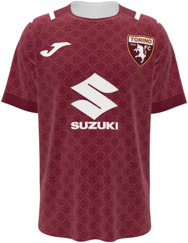 Camisa titular do Torino FC 2026 - 2027 grená com ornamento tom sobre tom, frente e costas