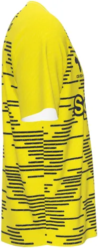 Camisa visitante do Young Africans 2026 - 2027 amarela com traços pretos horizontais, frente e costas
