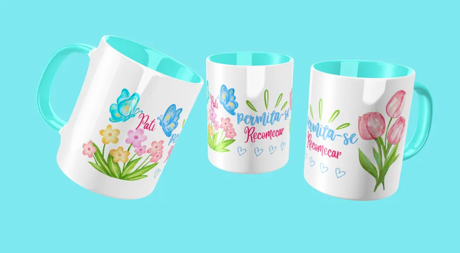 Caneca feminina com frase delicada, mensagens motivacionais