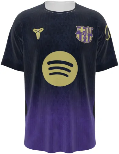 Camisa visitante do Barcelona 2026 - 2027 preta com degradê roxo, frente e costas
